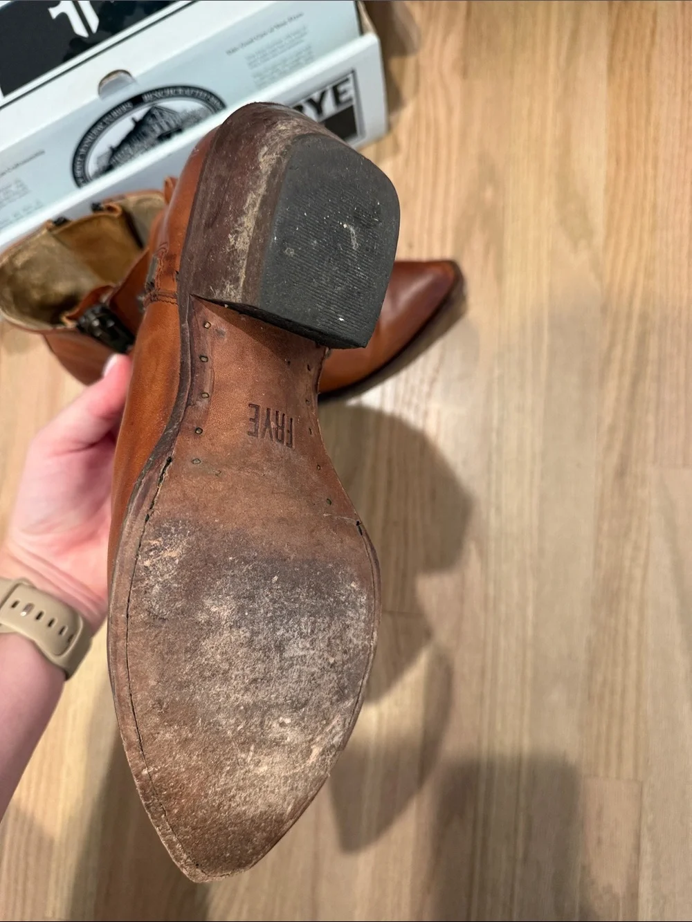 Frye Tan Leather Zip Ankle Boots